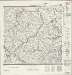 Meßtischblatt 2883, neue Nr. 4959 : Liebenthal, 1937 : Liebenthal. - Hrsg. 1888, bericht. 1929, einz. Nachtr. 1937. - 1:25000. - [Berlin]: Reichsamt für Landesaufnahme, 1937. - 1 Kt.