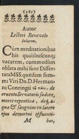 Autor Lectori Benevolo Salutem.