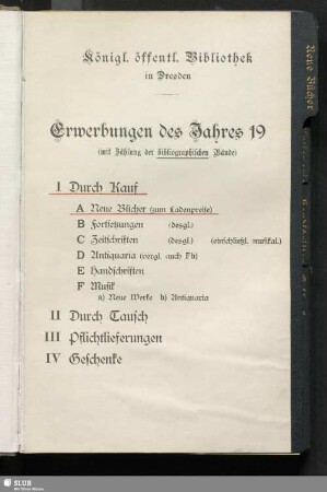 Neue Bücher - Erwerbungen des Jahres 1903