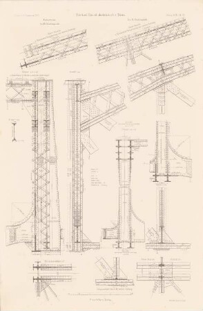Thorn-Insterburger Eisenbahn. Weichselbrücke, Thorn: Details (aus: Atlas zur Zeitschrift für Bauwesen, hrsg. v. F. Endell, Jg. 26, 1876)