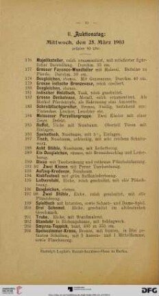 II. Auktionstag: Mittwoch, den 25. März 1903 präzise 10 Uhr (Nr. 176-395)