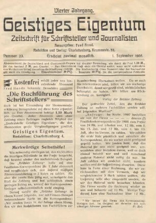 Nummer 23 (1. September 1908)