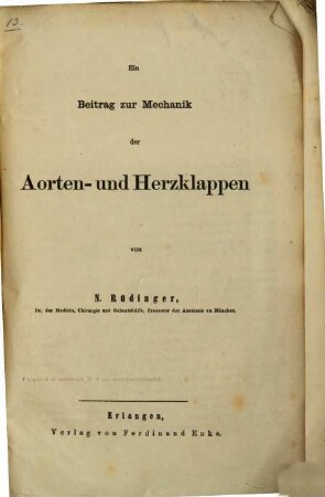 Ein Beitrag zur Mechanik der Aorten- und Herzklappen