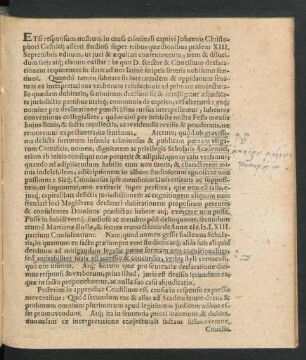 Etsi responsum nostrum in causa criminali captivi Johannis Christophori Castricii asserti ...