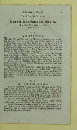 Zweiter Zeitraum. Von der Sündfluth bis Moyses. (Vor Chr. Geb. 2328 - 1532.) (796 Jahre.)