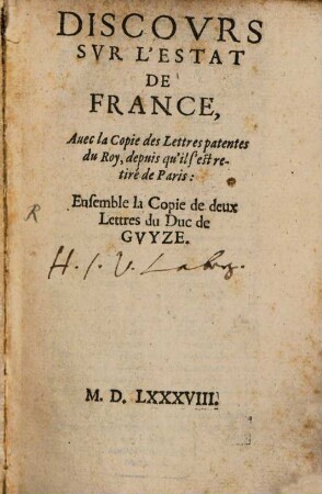 Discours sur l'état de France