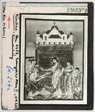 München, Staatsbibliothek: Clm 4453, sog. Evangeliar Ottos III., fol. 237a: Fußwaschung