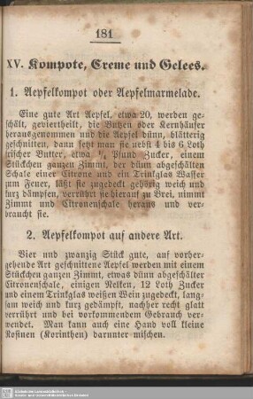 XV. Kompote, Creme und Gelees