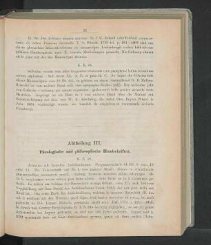 Abtheilung III. Theologische und philosophische Handschriften.