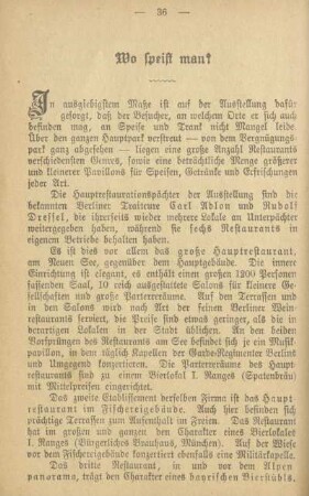 Wo speist man?