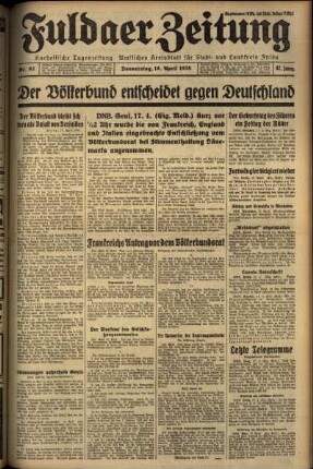 Erste Ausgabe vom Donnerstag, den 18. April 1935.