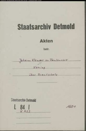 Klemme, Johann zu Faulensiek gegen Koning - Brautschatz