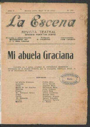 Mi abuela Graciana : comedia en 3 actos