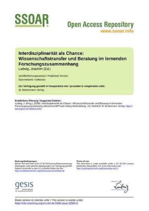 Interdisziplinarität als Chance: Wissenschaftstransfer und Beratung im lernenden Forschungszusammenhang