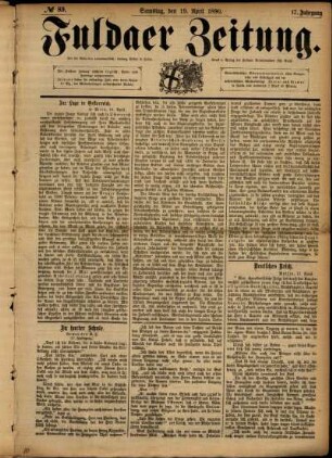 Ausgabe vom Samstag, den 19. April 1890.
