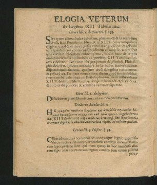 Elogia Veterum de Legibus XII Tabularum.