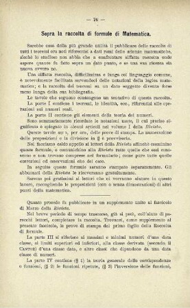 Sopra la raccolta di formule di Matematica.