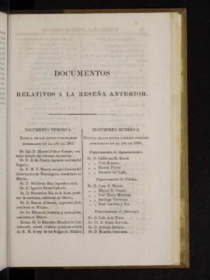 Documentos relativos a la resena anterior.