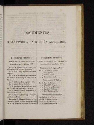 Documentos relativos a la resena anterior.
