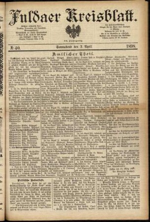 Erste Ausgabe vom Samstag, den 02. April 1898.