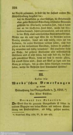 Ueber die Worbs´schen Bemerkungen zu meiner Beleuchtung der Grenzurkunde v. J. 1241