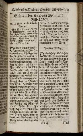 Gebete in der Kirche an Sonn- und Fest-Tagen.