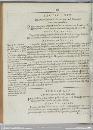 Sectio LXIV. De vero sensu loci 1. Corinth. 15 v. 28. Deus erit omnia in omnibus