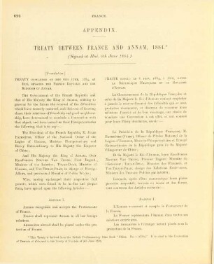 Appendix. - Treaty between France and Annam, 1884