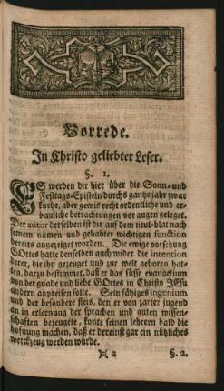 Vorrede. In Christo geliebter Leser.