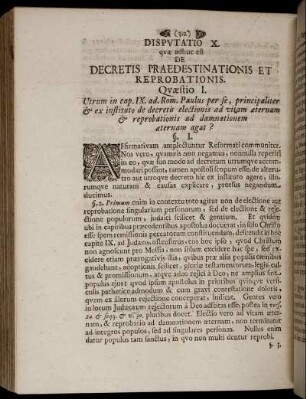 Disputatio X. qvæ adhuc est De Decretis Praedestinationis Et Reprobationis – Disputatio XXI. & ultima concernens qvæstiones ad Decalogum spectantes
