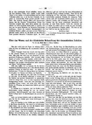 Über das Wesen und die didaktische Behandlung der dramatischen Lektüre