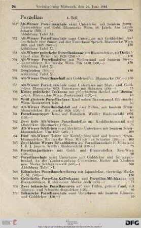 Porzellan: 1. Teil (Nr. 351-422)