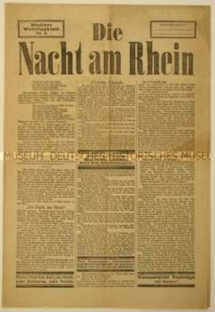 Sonderdruck gegen die Besetzung des Rheinlandes mit nationalistischer und rassistischer Ausrichtung ("Schwarze Schmach")