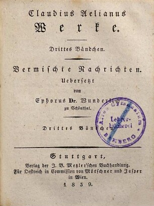 Werke, 3. Vermischte Nachrichten ; 3. Bd.