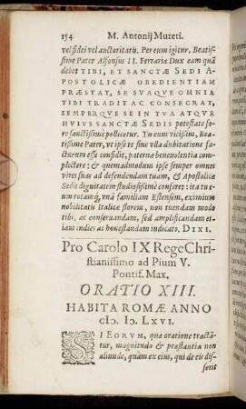 Pro Carolo IX Rege Christianissimo ad Pium V. Pontif. Max. Oratio XIII.