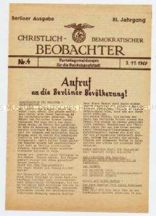 APO-Flugblatt gegen den CDU-Parteitag in Westberlin mit Anprangerung der NS-Vergangenheit führender CDU-Funktionäre