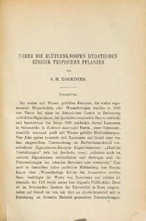 Ueber die Blüthenknospen-Hydathoden einiger tropischen Pflanzen