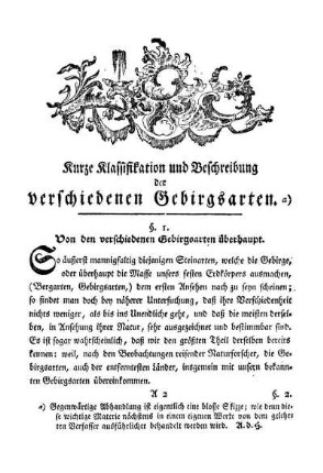 §. I. Von den verschiedenen Gebirgsarten überhaupt.