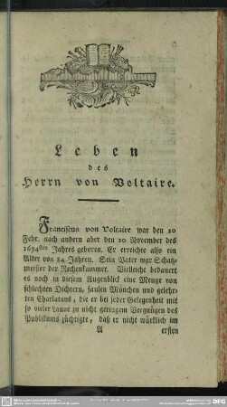 Leben des Herrn von Voltaire