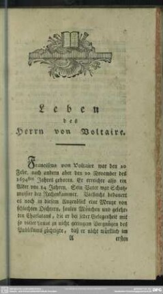 Leben des Herrn von Voltaire