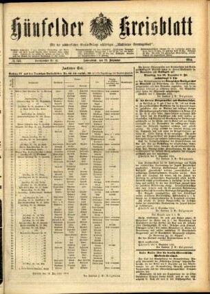 Ausgabe vom Samstag, den 12. Dezember 1914.
