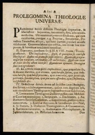 14-16, Prolegomena Theologiae Universae