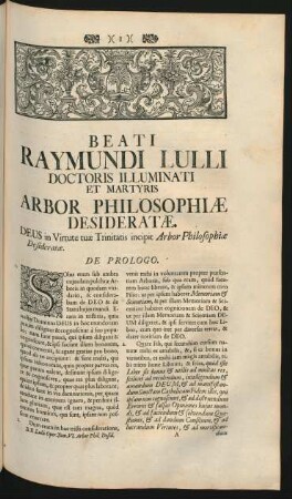 Beati Raymundi Lulli Doctoris Illuminati Et Martyris Arbor Philosophiae Desideratae