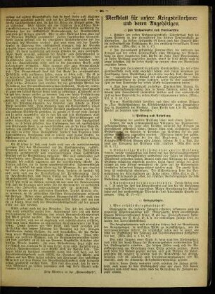Merkblatt für unsere Kriegsteilnehmer und deren Angehörigen