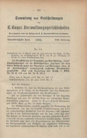 Vierunddreißigster Band. 1913. Elfte Lieferung. - Nr. 44. - Nr. 49.