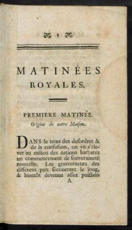 Premiere Matinée.