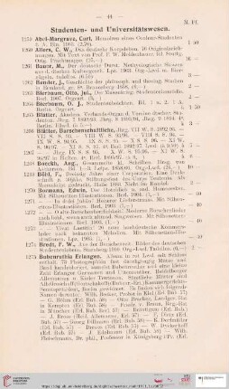 Studenten- und Universitätswesen (Nr. 1259 - 1355)