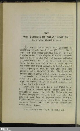 XVII. Eine Sammlung des Einbecker Stadtrechts