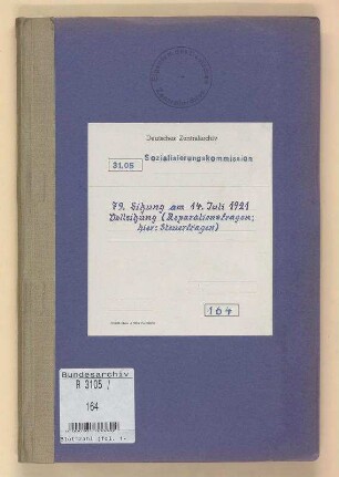 79. Sitzung am 14. Juli 1921: Vollsitzung zu Steuerfragen