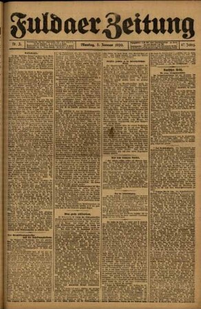 Erste Ausgabe vom Montag, den 05. Januar 1920.